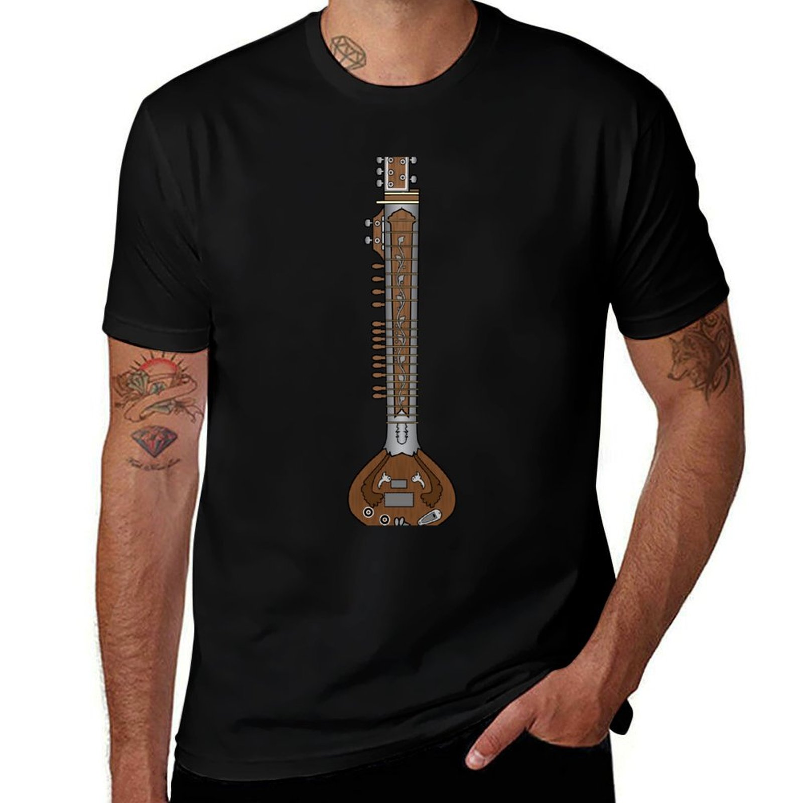 Musical Instrument Sitar - МУЗЫКАЛЬНЫЕ ИНСТРУМЕНТЫ - Футболка с изображением